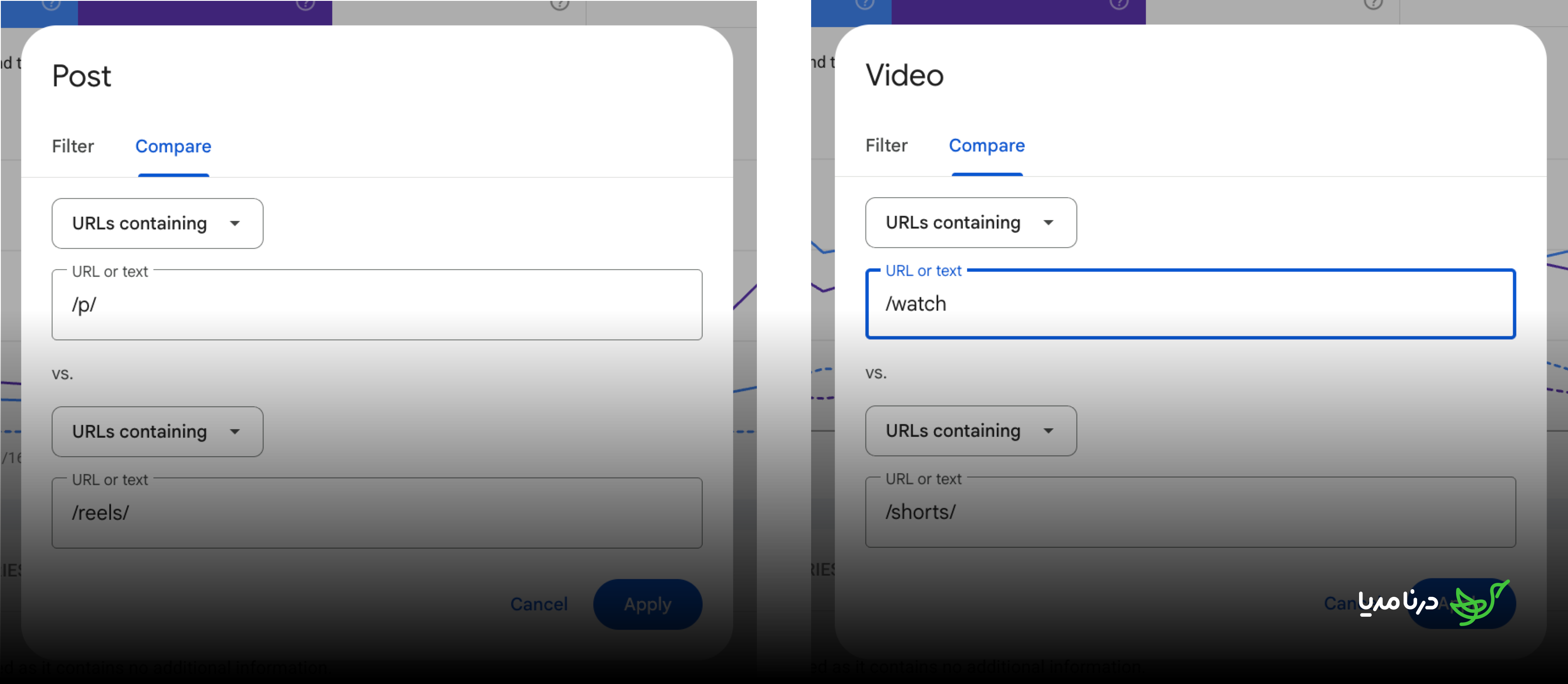 Example of the social and video content performance guide in Search Console
