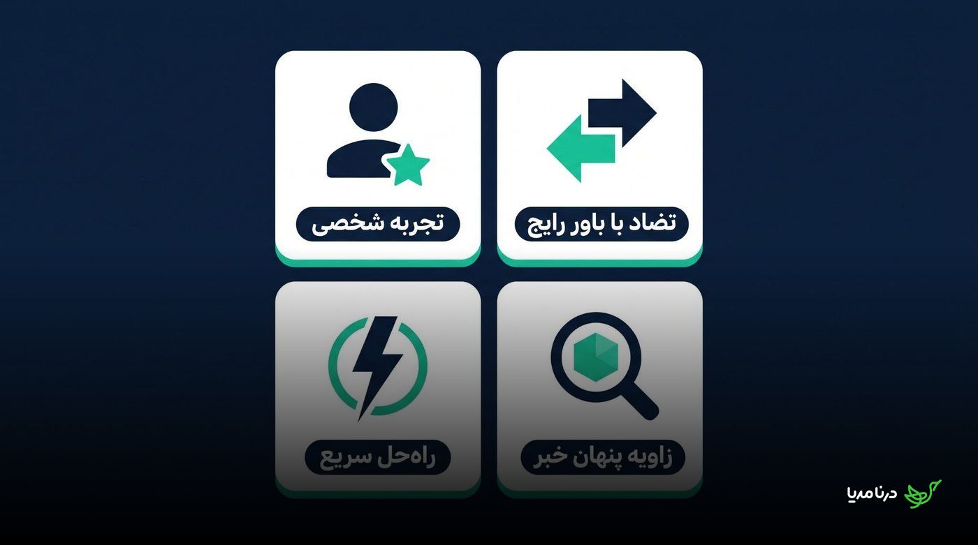 چهار کارت برای فرمول‌های تیتر: تجربه شخصی، تضاد، راه‌حل سریع و زاویه پنهان خبر