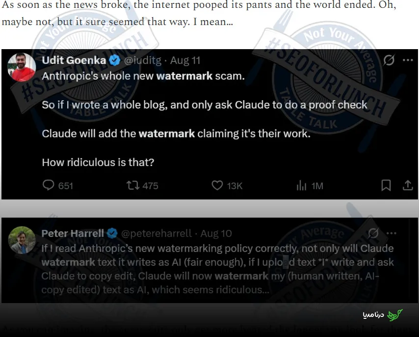 Anthropic AI watermark feedback